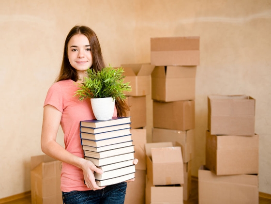 college girl with books